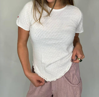 Free People - Be My Baby Pointelle Short Sleeve Top