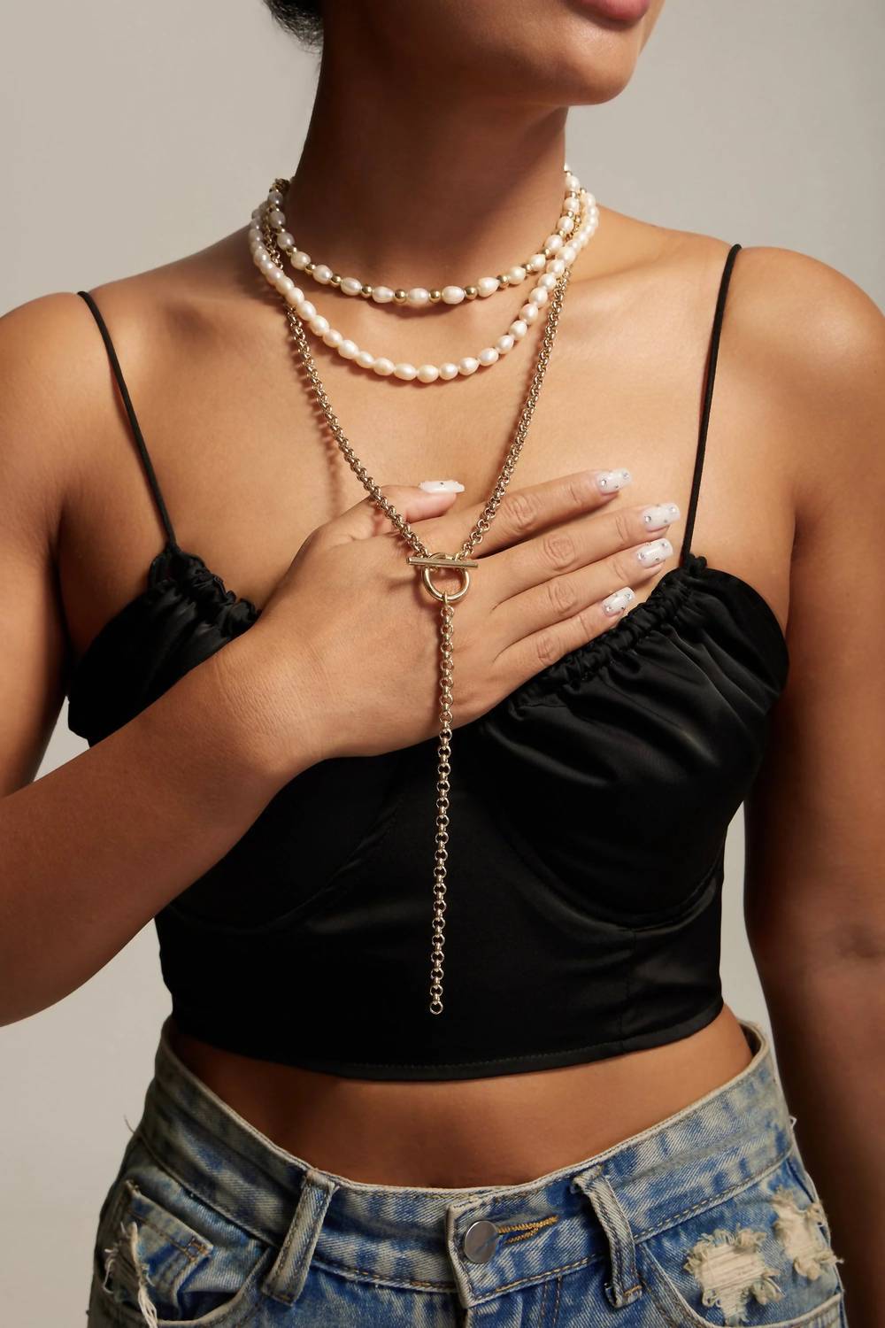 Eklexic - Women's Micro Royal Rolo Toggle Lariat Necklace