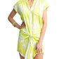 Karlie - Palm Leaf Button Down Tie Waistline Dress