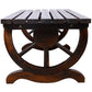 Outdoor Rustic Wooden Bench with Wagon Wheel Legs