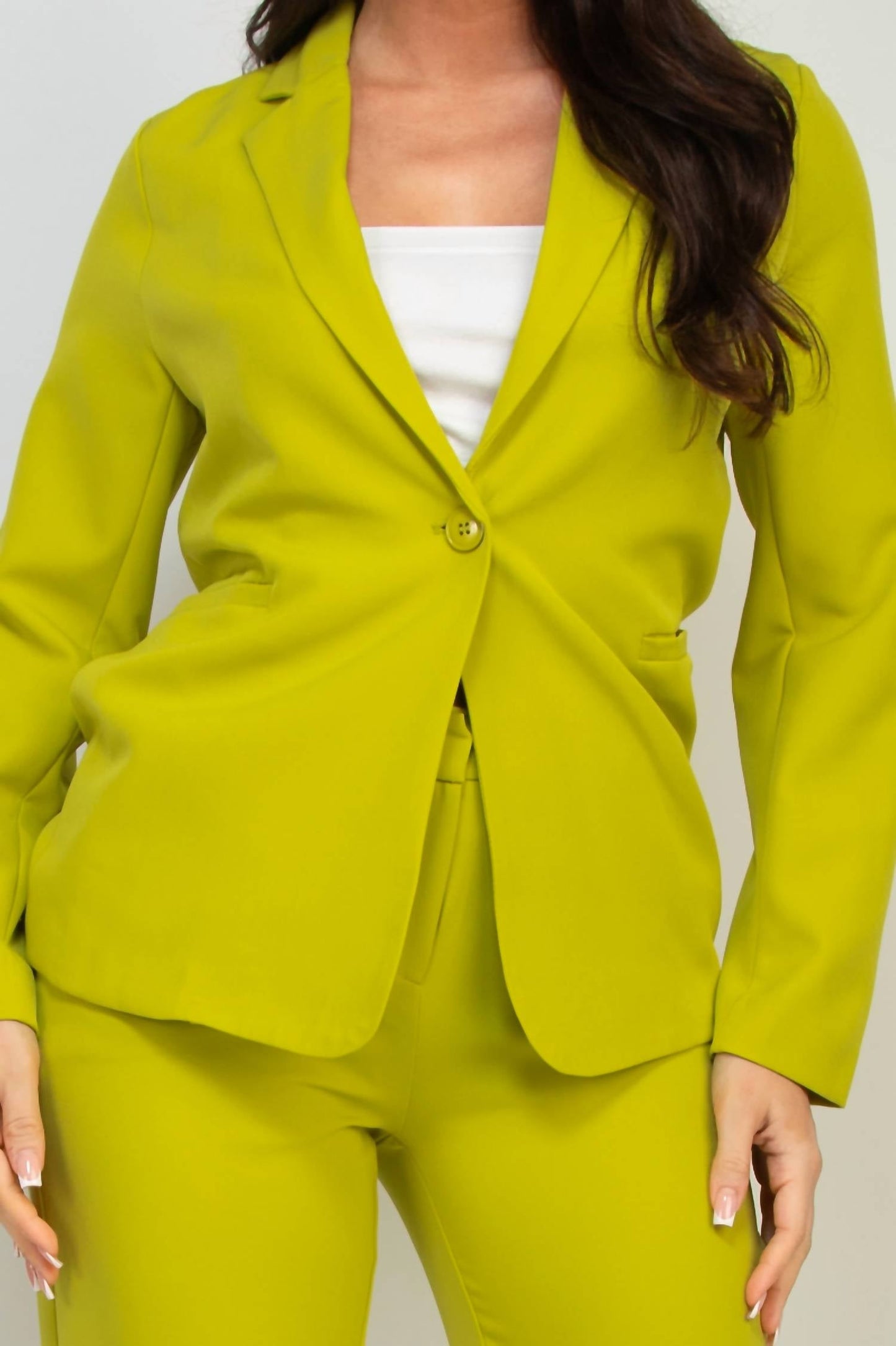 A.C.G. Los Angeles - Midrise Dressy Pants & Button Front Blazer Set