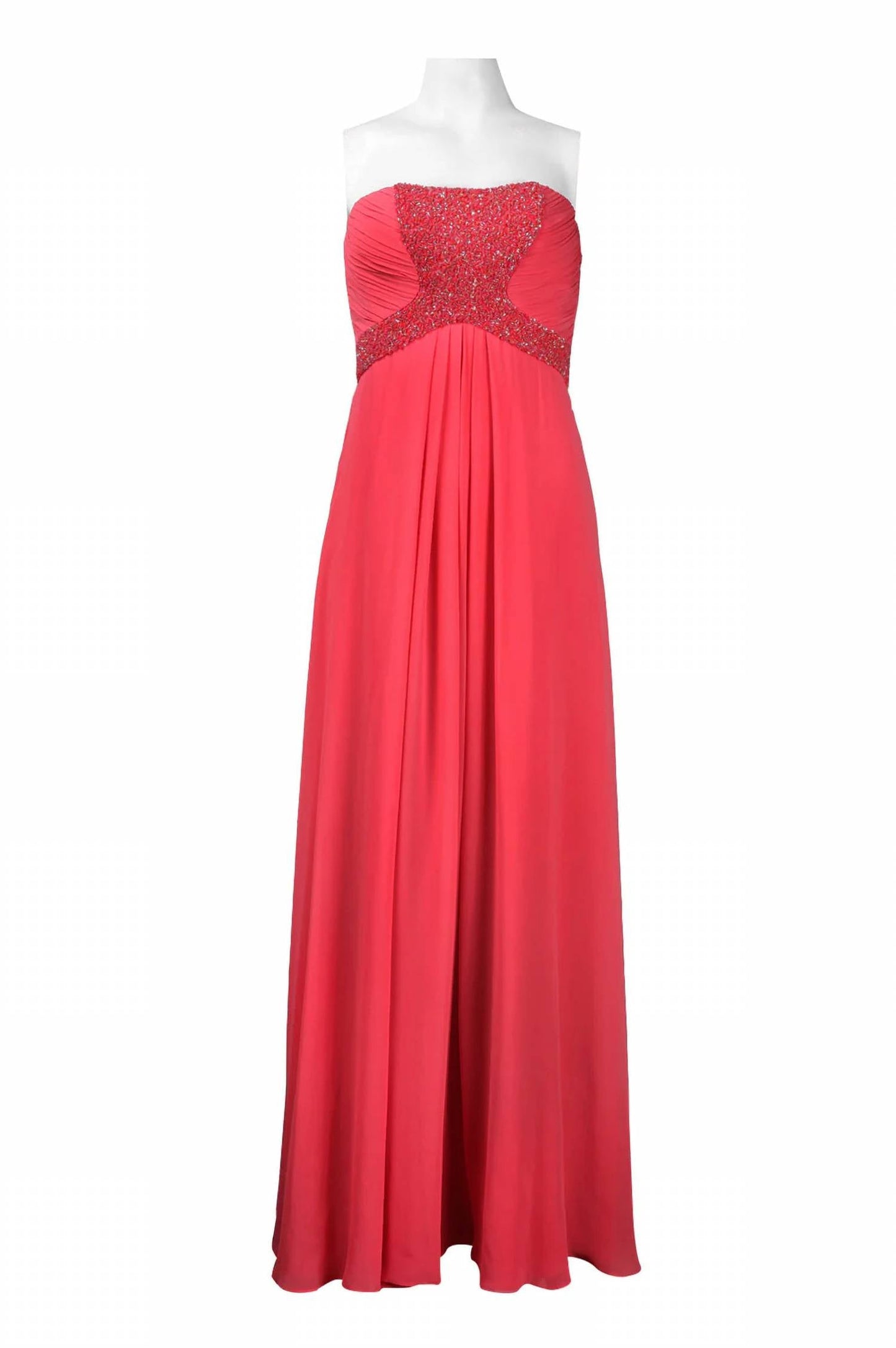 Theia - Women's Beaded Full Length Silk Chiffon Dress