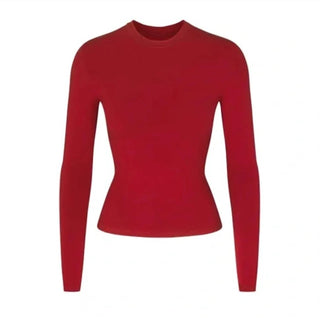 Skims - SKIMS RIB Soft Lounge Long Sleeve Crop Top brick