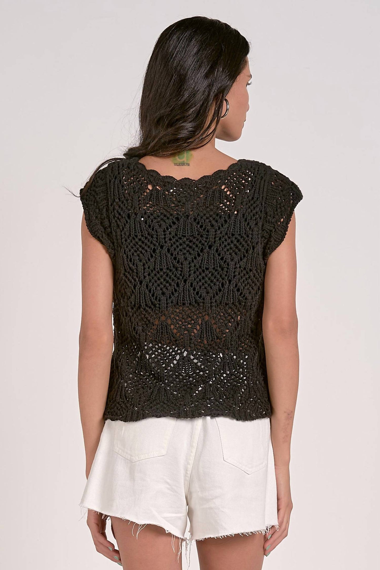 Elan - CROCHET CAP SLEEVE SWEATER