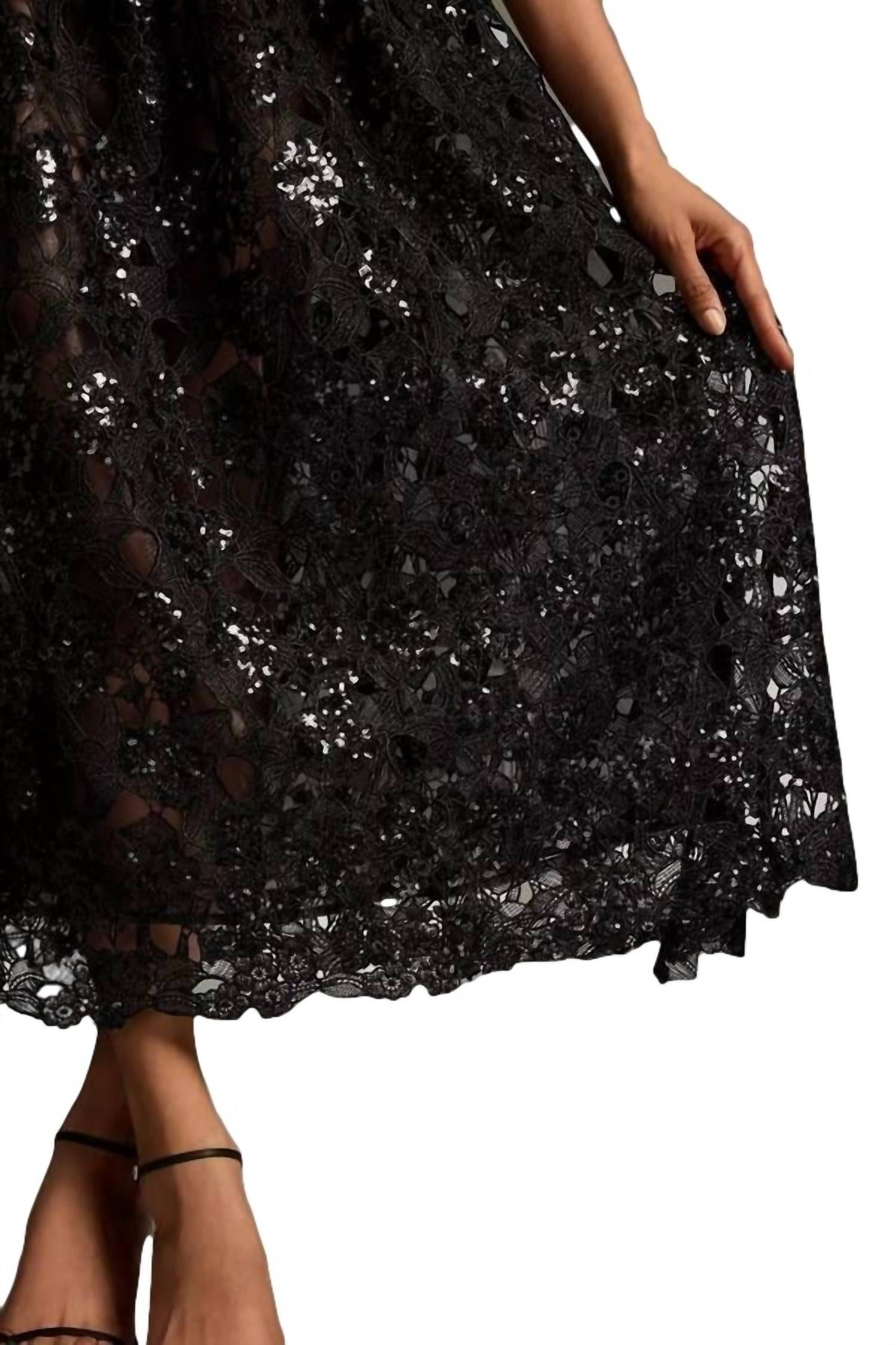 Eva Franco - Embroidered Lace Shine Maxi Skirt