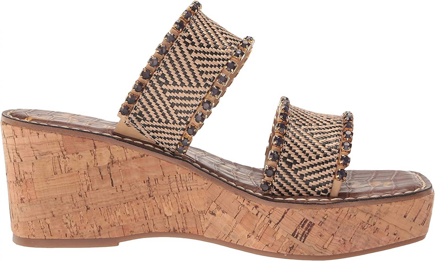 Sam Edelman - Women's Double Strap Slip On Open Toe Wedge Sandals