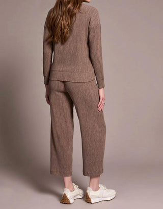 Tribal - Two-tone Crinkle Drop Shoulder Mock Neck Top