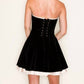 B.Right - Velvet Panel Satin Bandeau Corset Mini Dress With Lace-up Back Accent