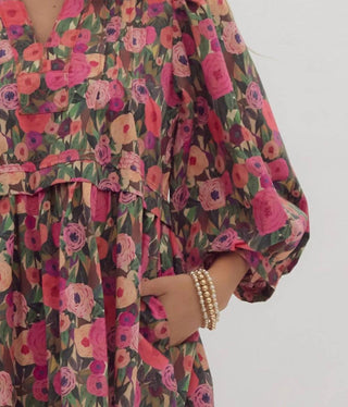 Entro - Floral Puff Sleeve Dress