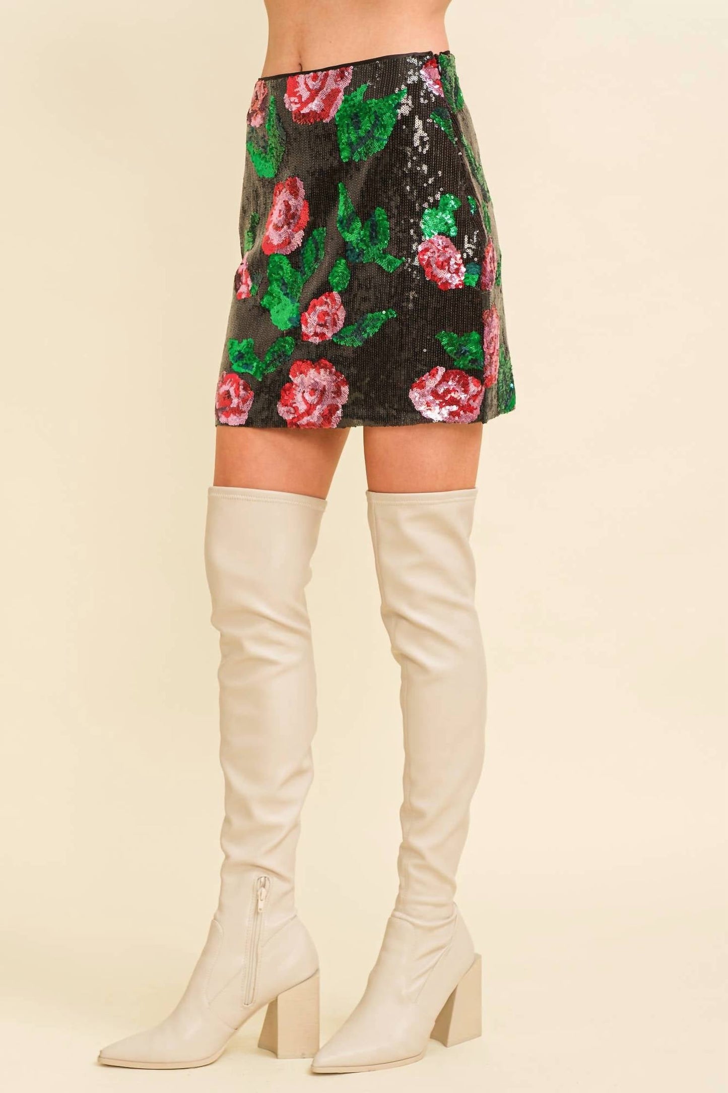 Cloud Ten - Flower Sequin Mini Skirt