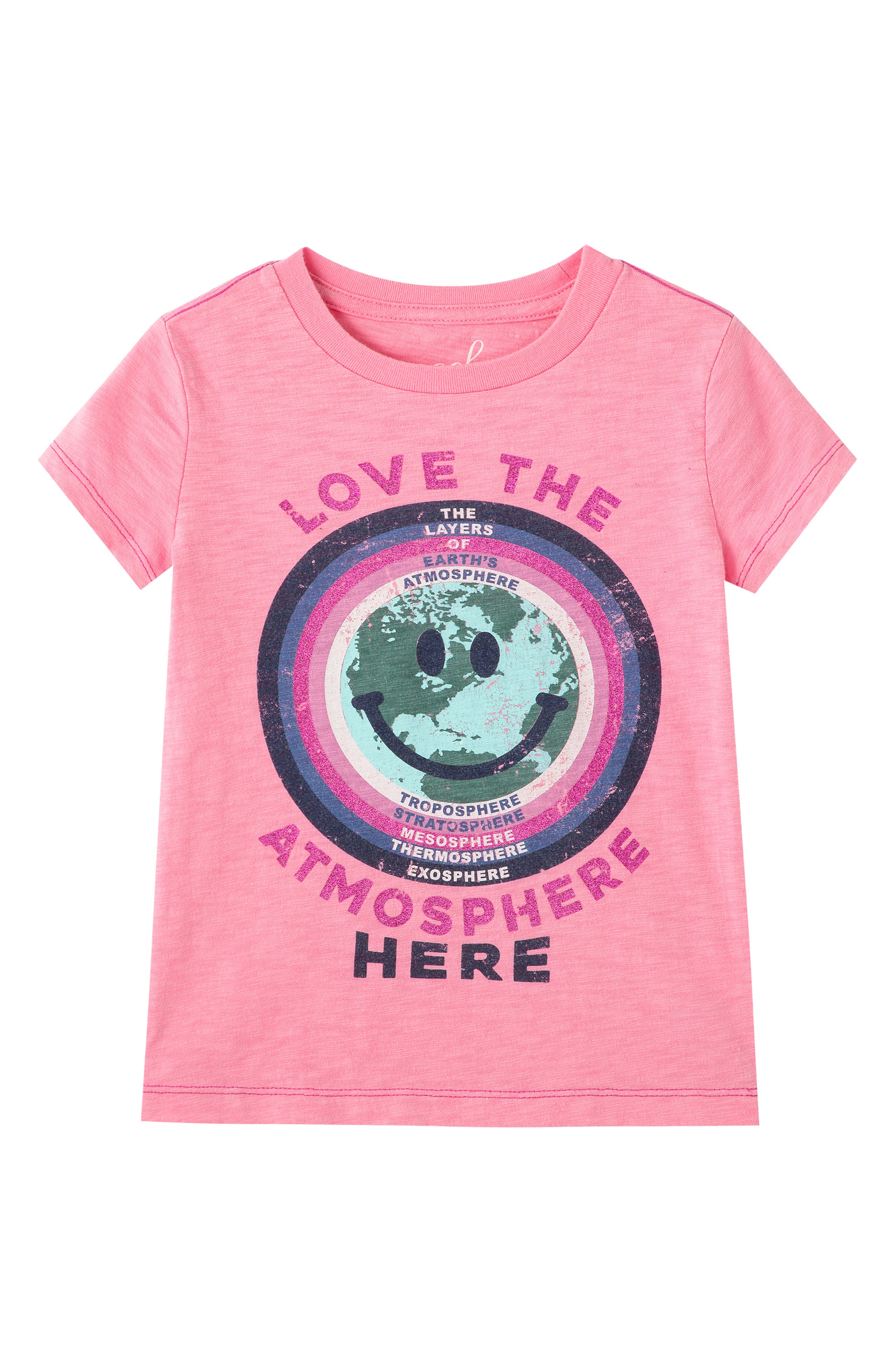 Peek Aren'T You Curious Kids' Protect the Ozone Graphic Tee, Size 6-7 in Pink