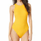 Vince Camuto - Eyelet High Neck One Piece Swimsuit