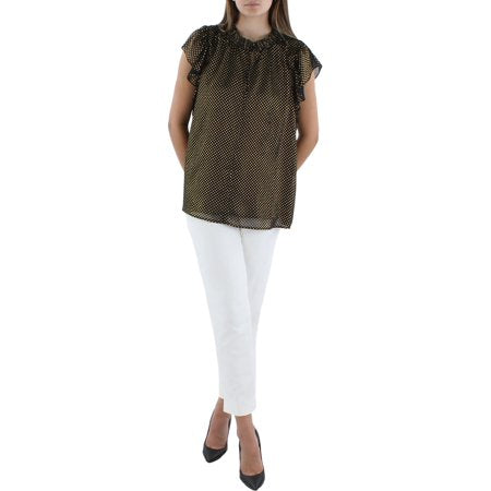 Tommy Hilfiger Womens Metallic Pindot Blouse
