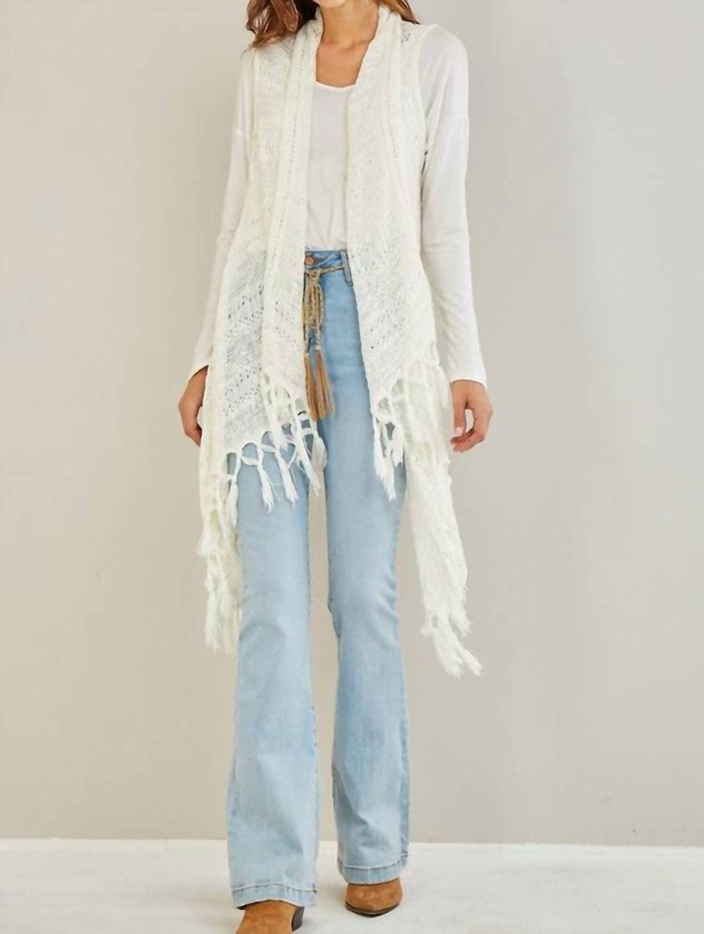 Entro - Crochet Fringed Light Cardigan