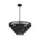 24" Rustic 5-Tier Black Hemp Rope Pendant Light Chandelier