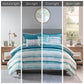 8 Piece Printed Seersucker Comforter and Quilt Set Collection Aqua Full/Queen