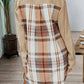 1 The Woman - plaid patch work long sleeve shirt mini fall dress