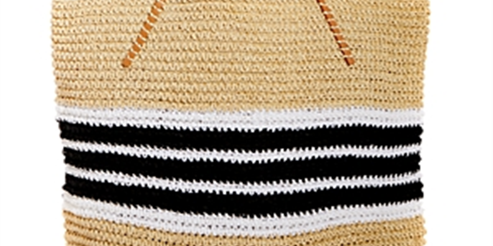 Aqua Women's Trio Striped Straw Tote Bag Natural