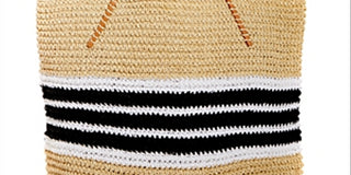 Aqua Women's Trio Striped Straw Tote Bag Natural