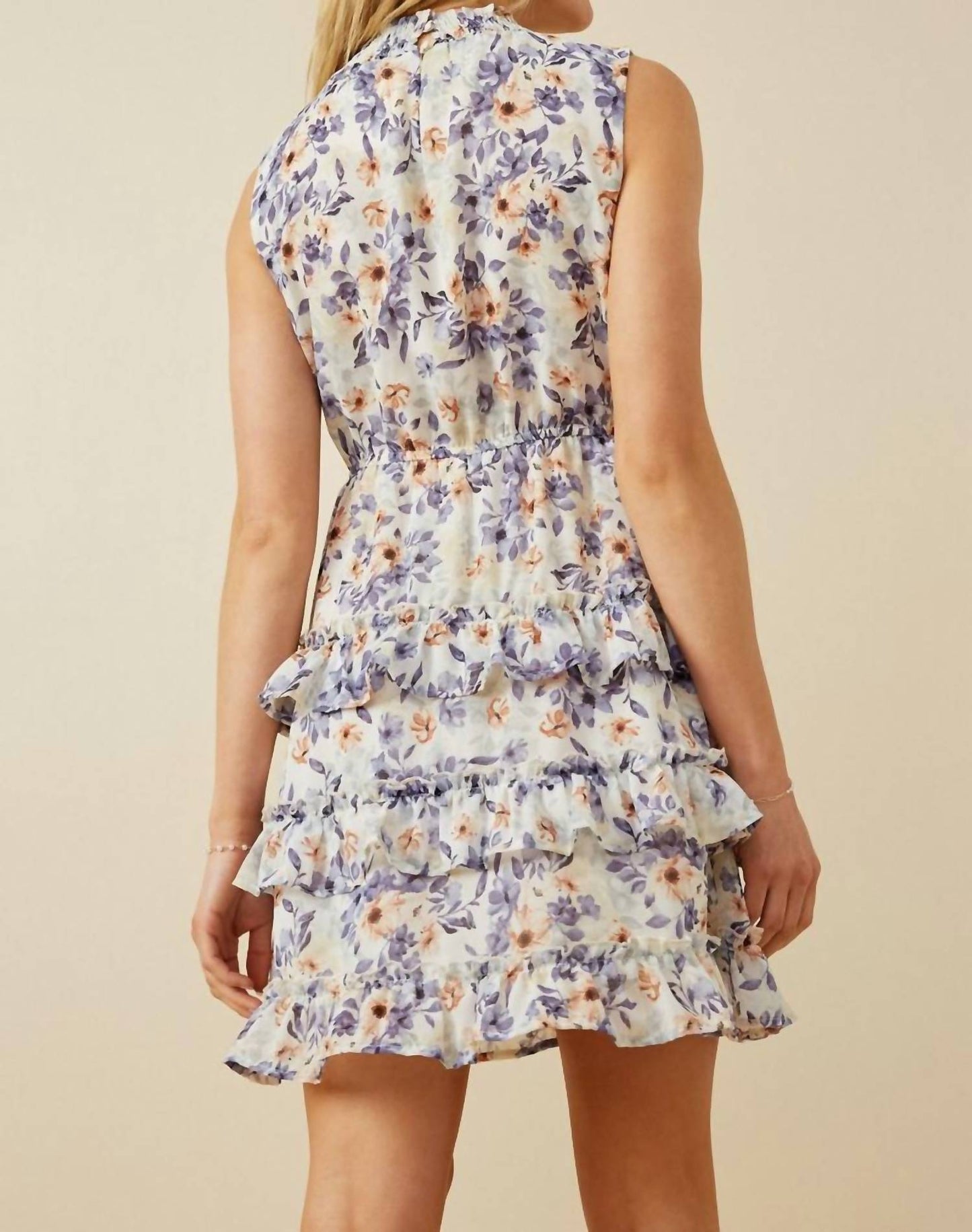 Hayden La - Floral Smocked Neck Tiered Dress