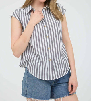 Blu Pepper - Stripe Collared Short Sleeve Button Down Shirt