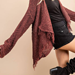 143 Story - Frayed Drape Sweater Cardigan