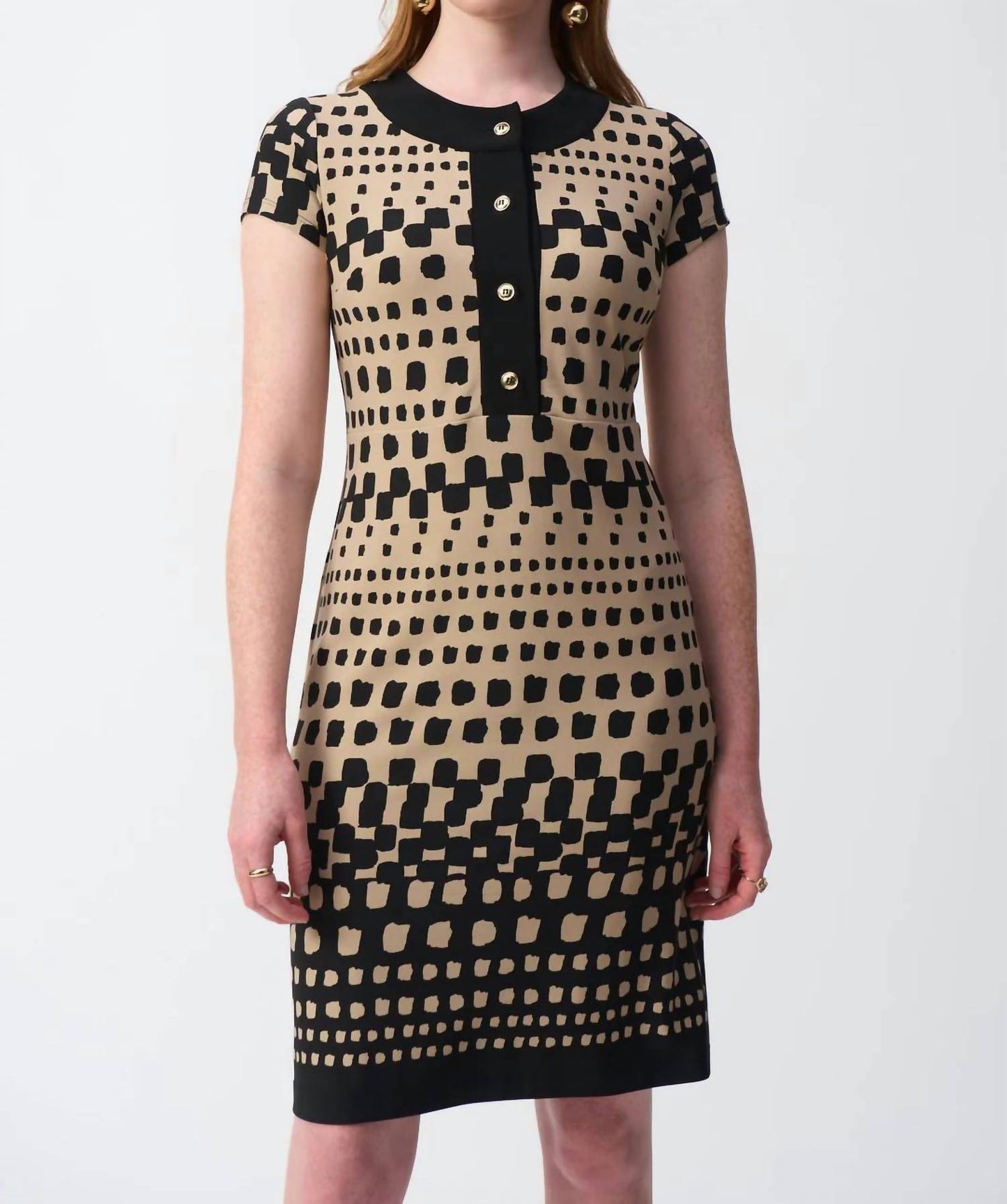 Joseph Ribkoff - Geometric Print Short Sleeve Shift Dress