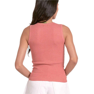 Elan - Crewneck Sleeveless Ribbed Tee Top