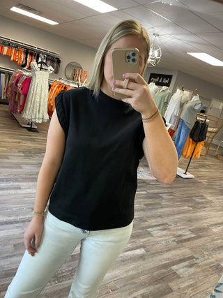 Entro - Braided Detail Cap Sleeve Top