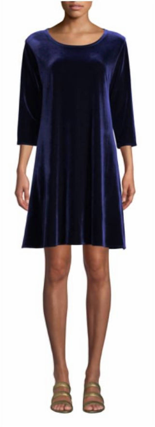 Caroline Rose - Velvet A Line 3/4 Sleeve Dress