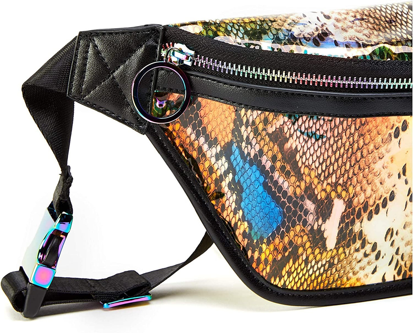 Like Dreams Women's Snakeskin Hologram Fanny Pack Bag Blue Size Small