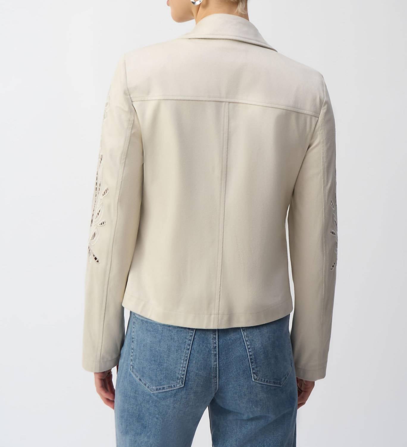 Joseph Ribkoff - Foiled Faux Suede Moto Jacket
