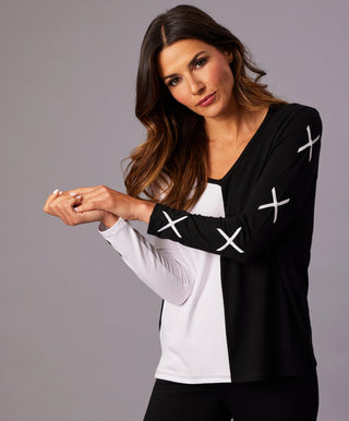 French Kyss - X Sleeve V-neck Top