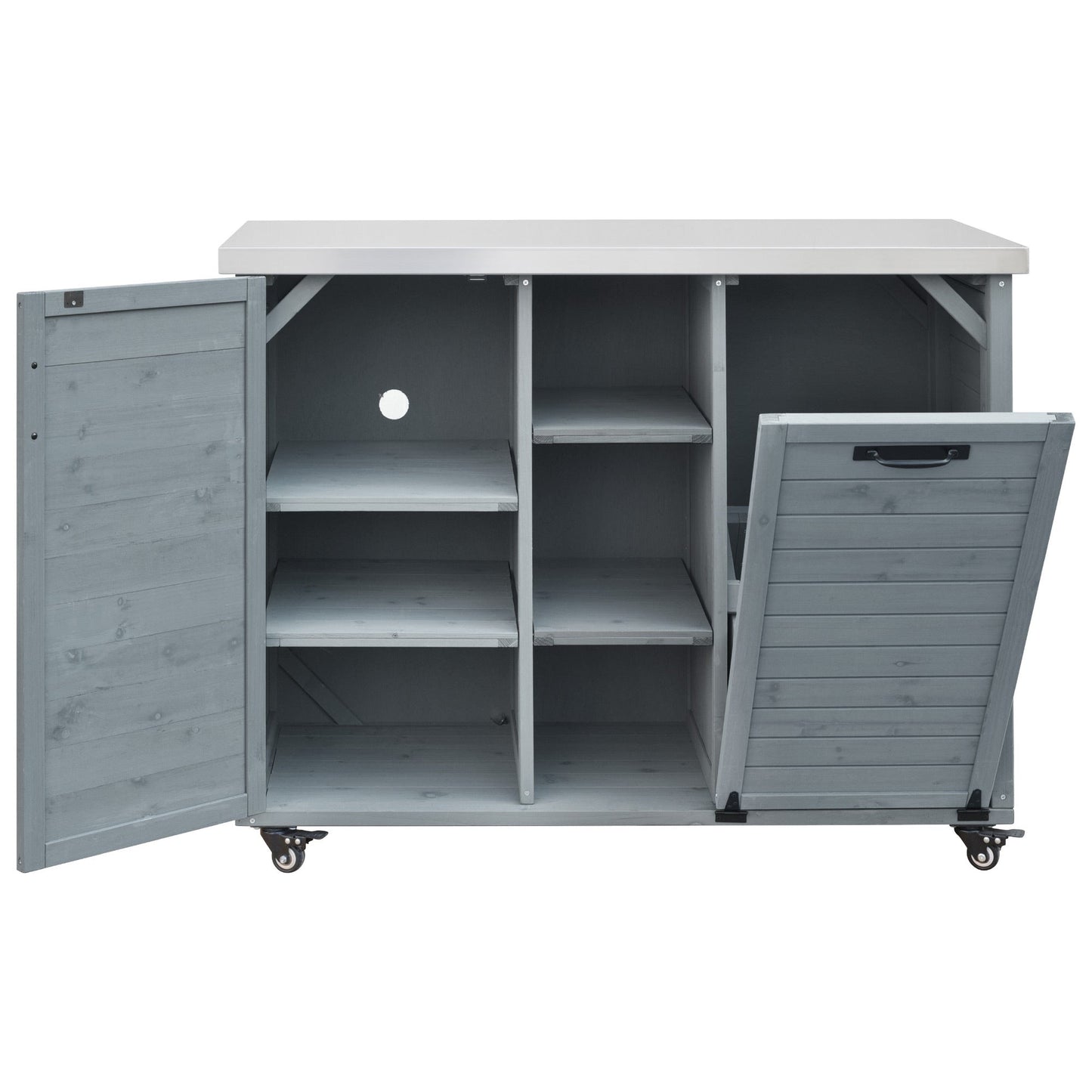 K&K 78.3' Outdoor Kitchen Island with Foldable Grill Table