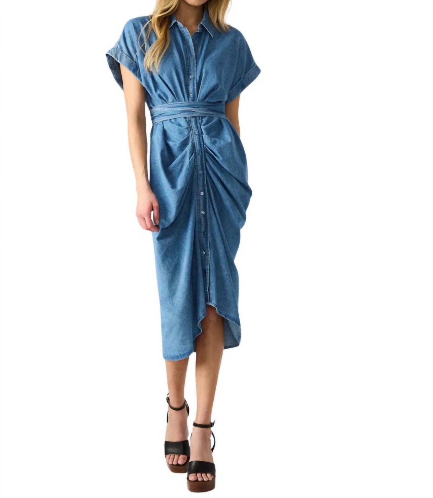 Steve Madden - Tori Tie-front Midi Shirt Dress