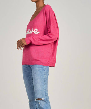 Elan - V-Neck "LOVE" Sweater