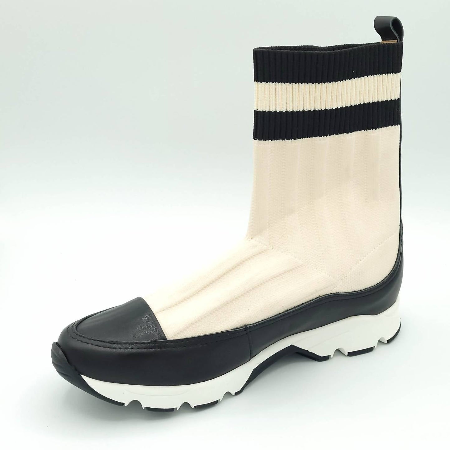 All Black - Women Stripey Sock Bootie