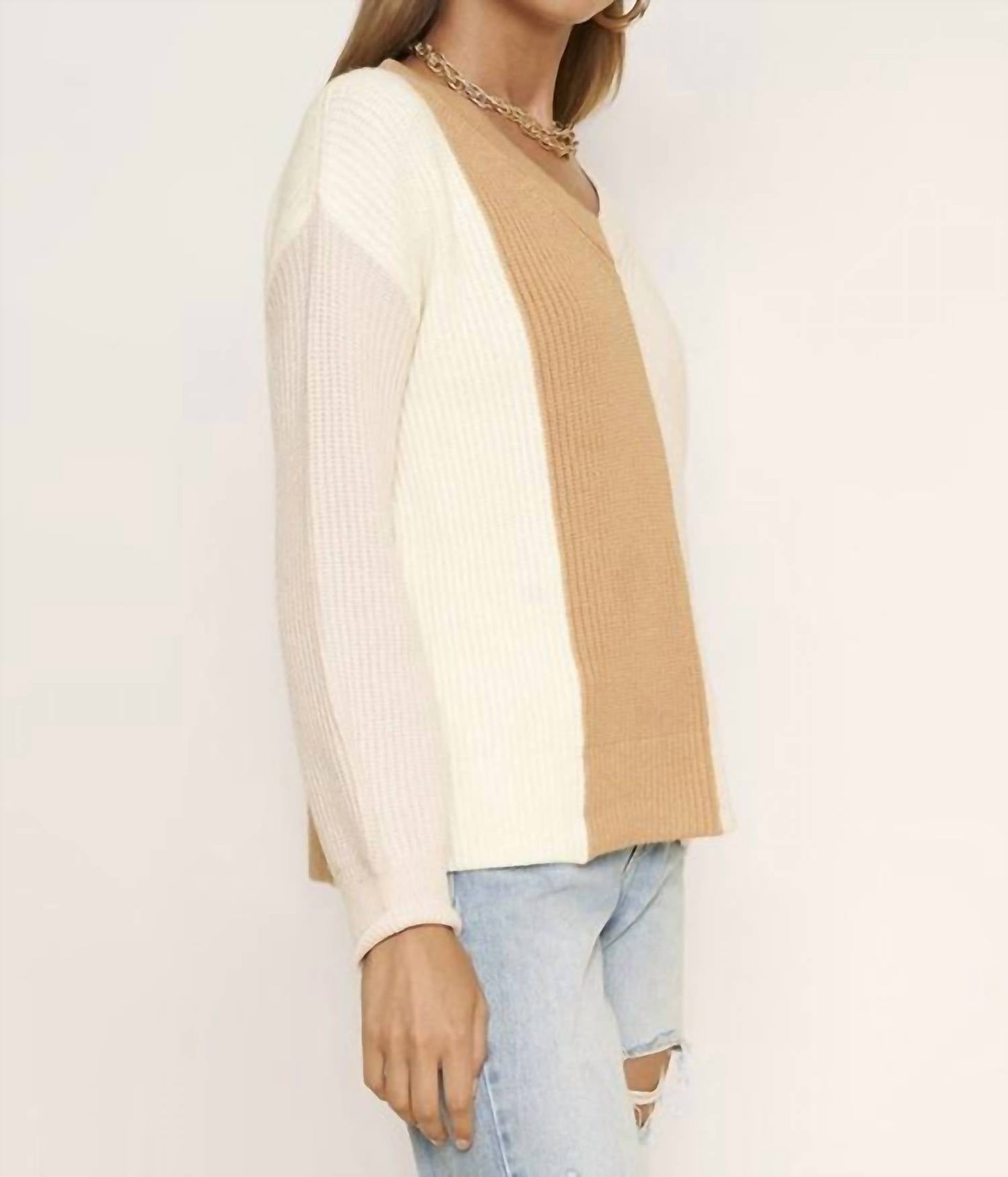 Dee Elly - COLORBLOCK KNIT SWEATER
