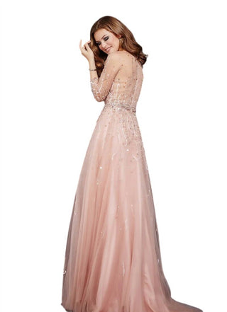 Jovani - Three Quarter Sleeve Wedding Dress