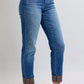 Judy Blue - Plaid Print Cuff Boyfriend Jean