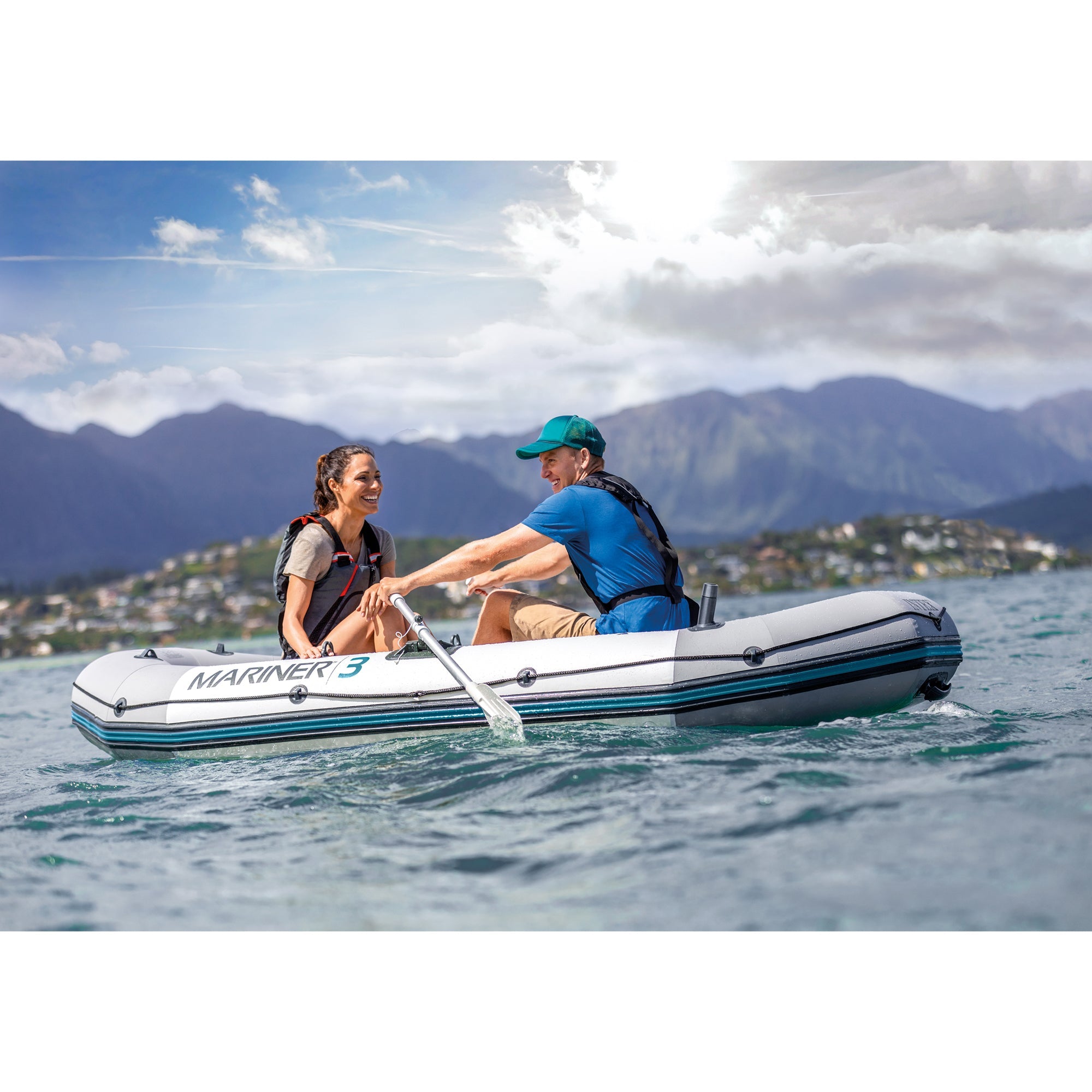 Intex Mariner 4-Person Inflatable River Lake Dinghy Boat with Pump