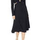 Eila Cutout Waist Long Sleeve Dress - Black