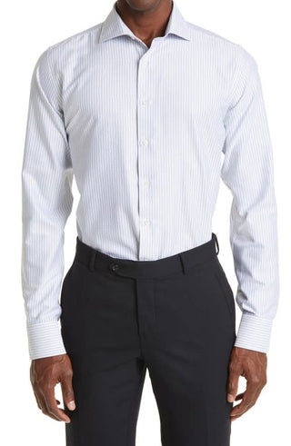 Canali Impeccabile White Stripe Dress Shirt