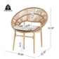 Cyril Outdoor Wicker Papasan Style Dining Chair with Teak Finished Legs - Set of 2