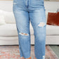 Judy Blue - High Rise Rigid Magic Destroy Slim Straight Leg Jeans