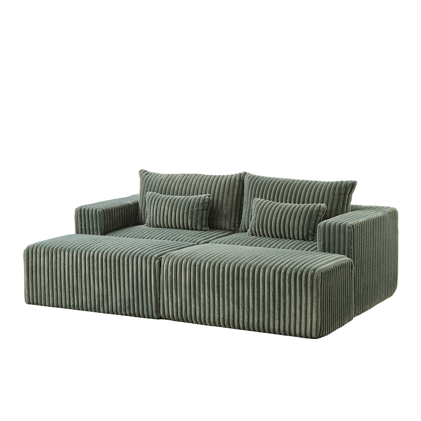 87' Oversized Sectional Lounge Chaise with Plush Corduroy Fabric