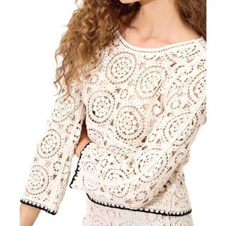 Apricot - Crochet Longsleeve Top