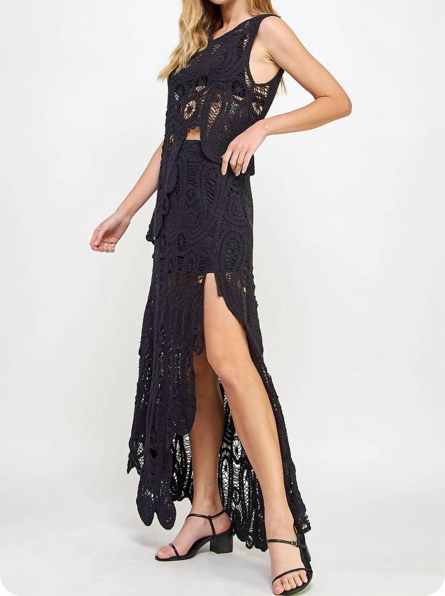 Strut & Bolt - Asymmetric Scalloped Crochet Top
