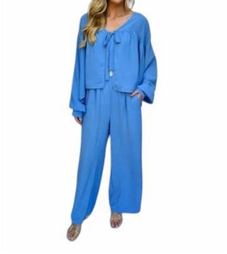 Carole'S Collections - Twill Pant Set Tie Front