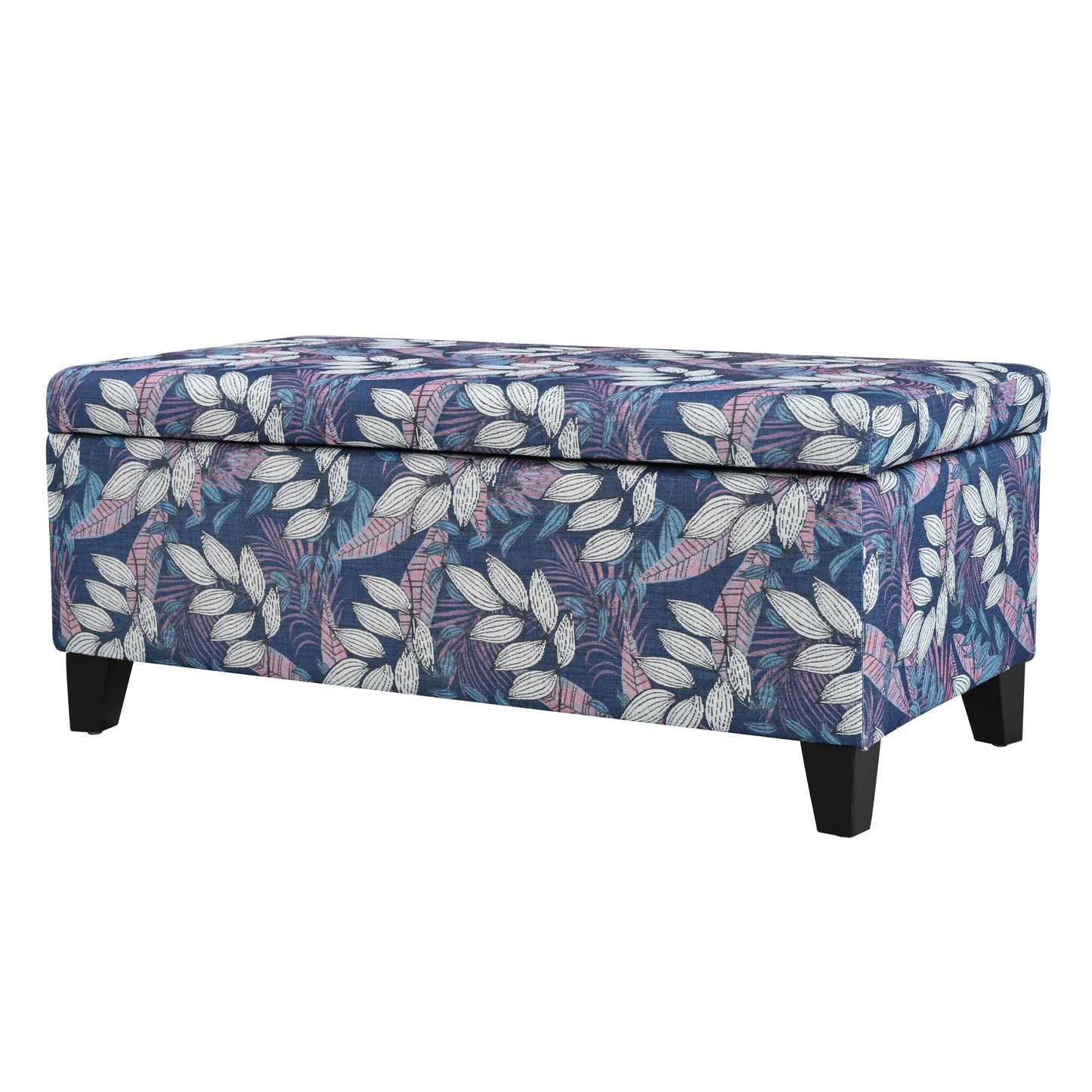 Luxury Storage Ottoman with Floral Patterned Fabric